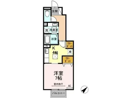 クウォーレ(1K/1階)の間取り写真