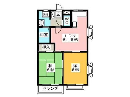 ホワイトローズマンション(2LDK/2階)の間取り写真