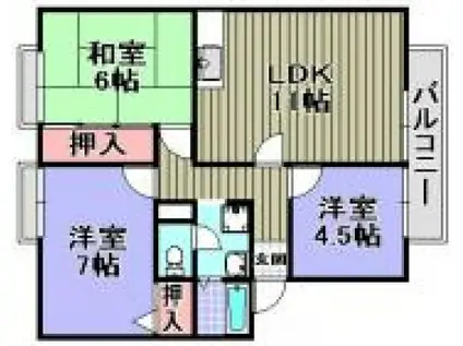 サンガーデン日根野A棟(3LDK/1階)の間取り写真