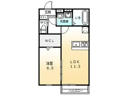 GRAN PARK青山台(1LDK/2階)の間取り写真