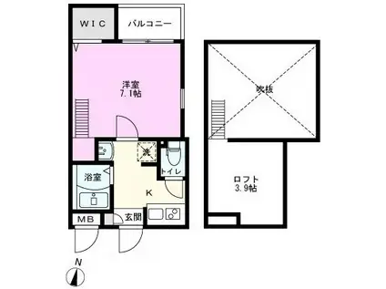 GOLD AI(1K/3階)の間取り写真