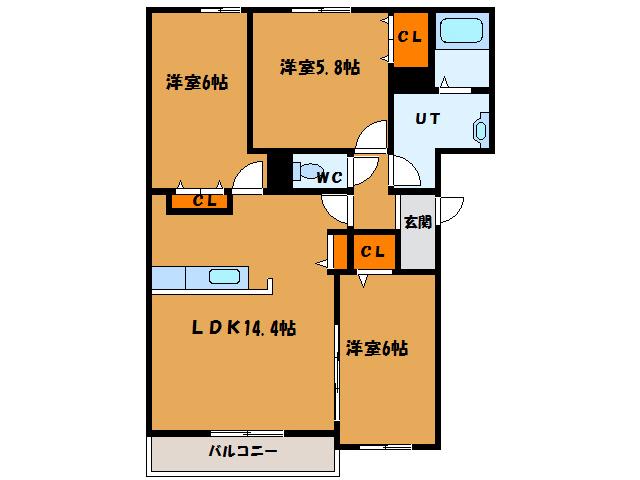 ファーストレジデンス(3LDK/4階)の間取り写真