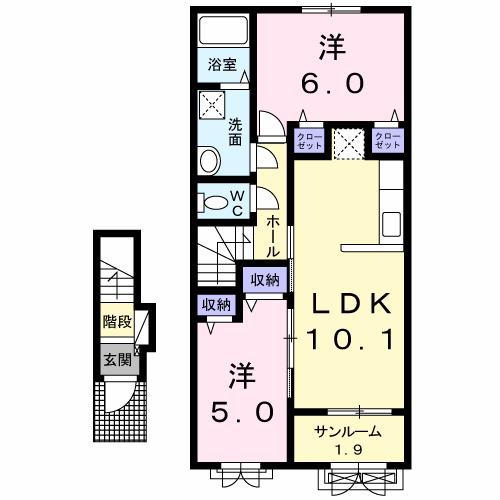 べレットST(2LDK/2階)の間取り写真