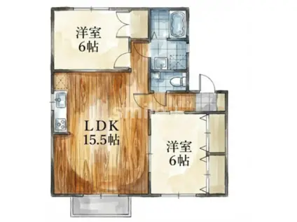 ジョイパレス下中野(2LDK/2階)の間取り写真