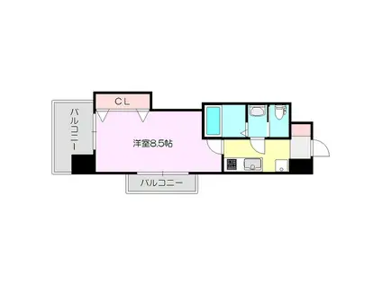 LUXE新大阪イースト2(1K/2階)の間取り写真