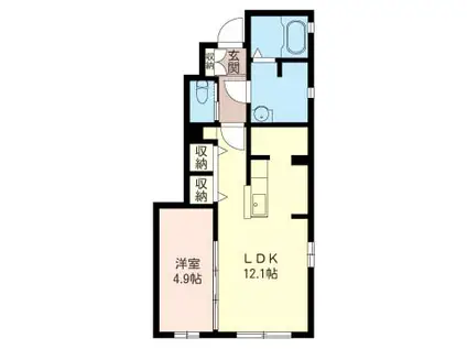 フェリジータ(1LDK/1階)の間取り写真