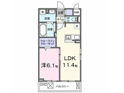 ベルヒルズノース(1LDK/3階)の間取り写真