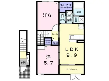 メゾン早坂A(2LDK/2階)の間取り写真