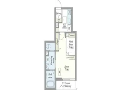 LUGUNA 南品川 ルグナ(1SK/3階)の間取り写真
