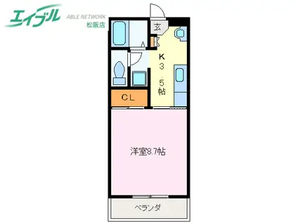 ロイヤルハートピア郷津 B棟(1K/1階)の間取り写真