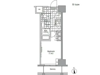 パークハビオ秋葉原エスト(1K/10階)の間取り写真