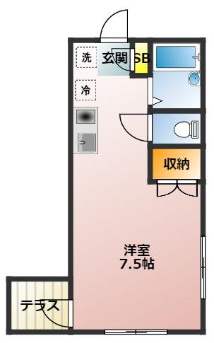 メゾン双葉(ワンルーム/1階)の間取り写真