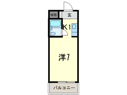 サンハイツ白鳩パート3(1K/2階)の間取り写真