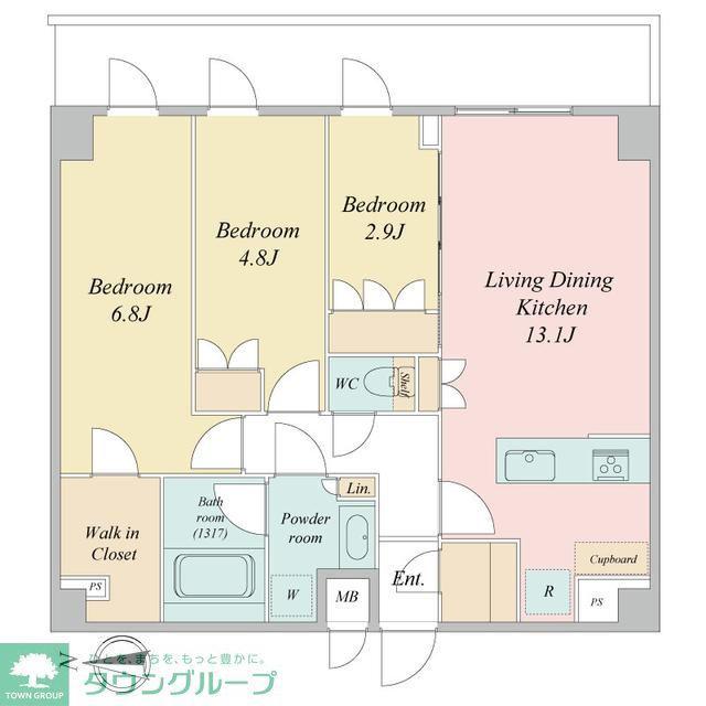 LIME RESIDENCE KAWAGUCHI イースト(3LDK/10階)の間取り写真