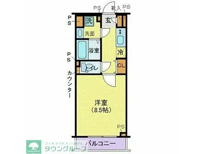 ジェノヴィア高円寺スカイガーデン(1K/3階)の間取り写真