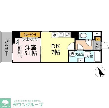 GRAND VILLAGE(1DK/4階)の間取り写真
