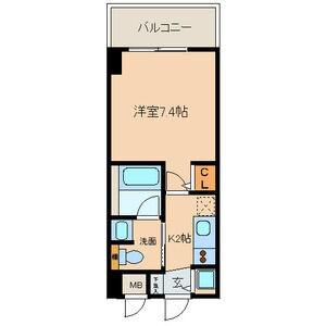 カーサビアンカ黒川(1K/7階)の間取り写真