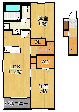 コスモス L(2LDK/2階)の間取り写真