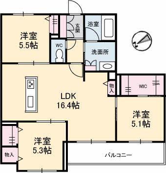 ファンコート堀越弐番館(3LDK/3階)の間取り写真