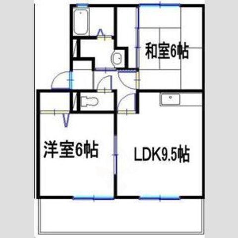 ソレジオ新町 A棟(2DK/2階)の間取り写真