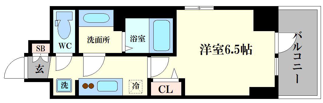 CITY LUX NAMBA サウス(1K/14階)の間取り写真