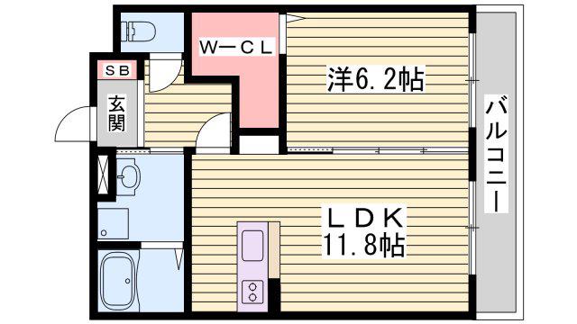 ユーミー福崎(1LDK/1階)の間取り写真