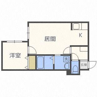 YUGOS環状(1LDK/1階)の間取り写真