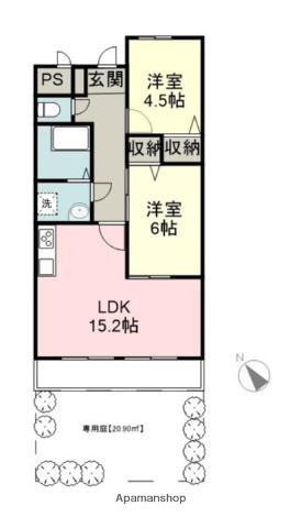 ライオンズマンション西八千代(2LDK/1階)の間取り写真