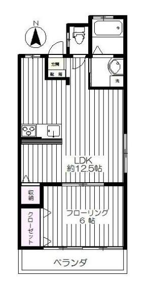 富士見台明星パレス(1LDK/2階)の間取り写真