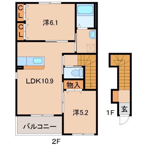ＪＲ阪和線 紀伊駅 徒歩31分 2階建 築12年(2LDK/2階)の間取り写真
