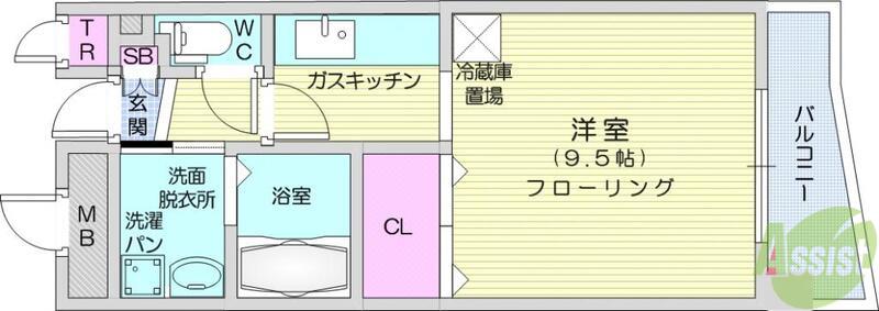 高染Ⅸ館(1K/3階)の間取り写真