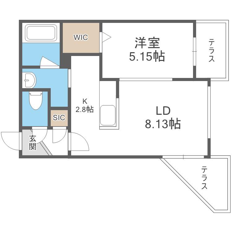 CITY SQUARE菊水(1LDK/2階)の間取り写真
