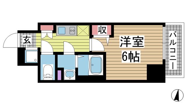 プレサンス三宮エレガンシア(1K/4階)の間取り写真