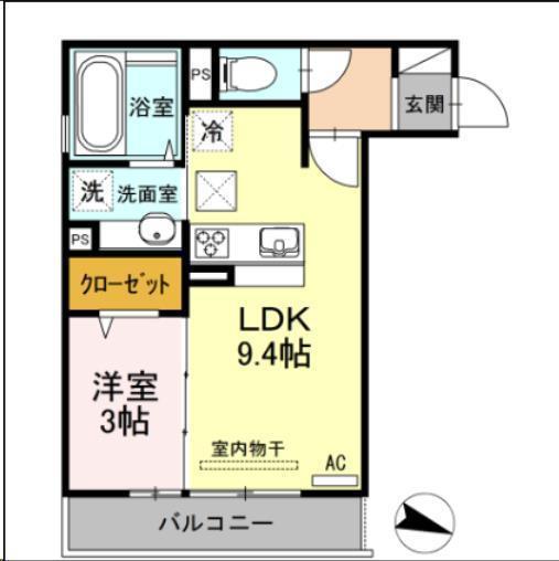 アイクレスト下関駅(1LDK/1階)の間取り写真