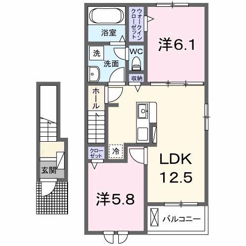 ベント ルクス(2LDK/2階)の間取り写真