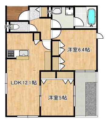 下小田中1丁目ヘーベルメゾン(2LDK/1階)の間取り写真