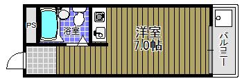 ビレッジ北野田(ワンルーム/1階)の間取り写真