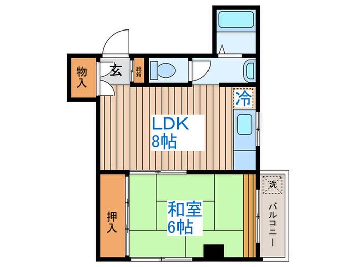 ハイツ末広(1LDK/3階)の間取り写真