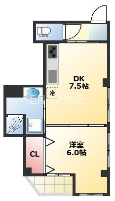 第2和光ハイツ(1DK/3階)の間取り写真