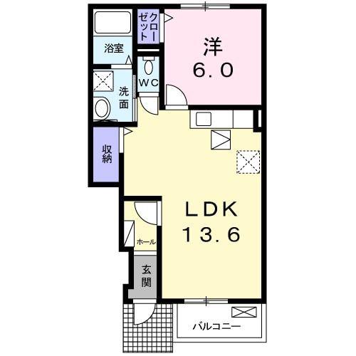 ラティナクレール(1LDK/1階)の間取り写真