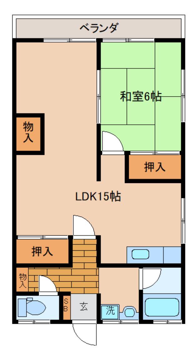 山本マンション(1LDK/2階)の間取り写真