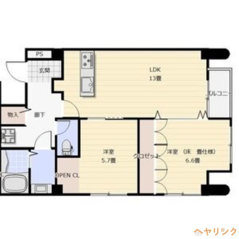 ラ・キャッスルナゴヤ(2LDK/2階)の間取り写真