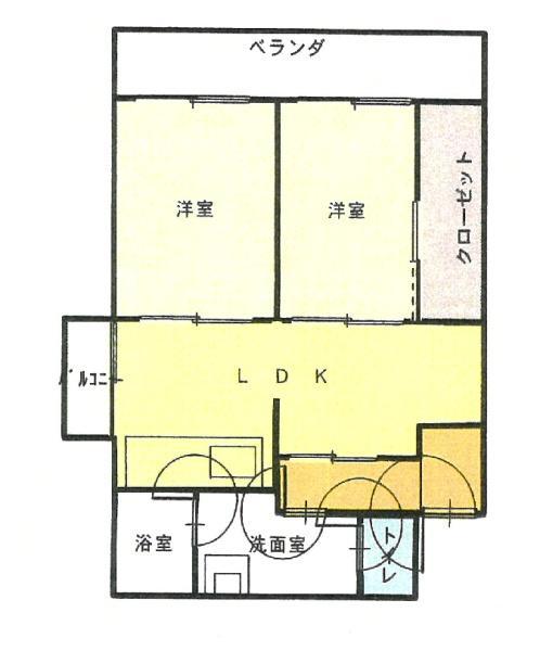 サンコーポ(2LDK/4階)の間取り写真