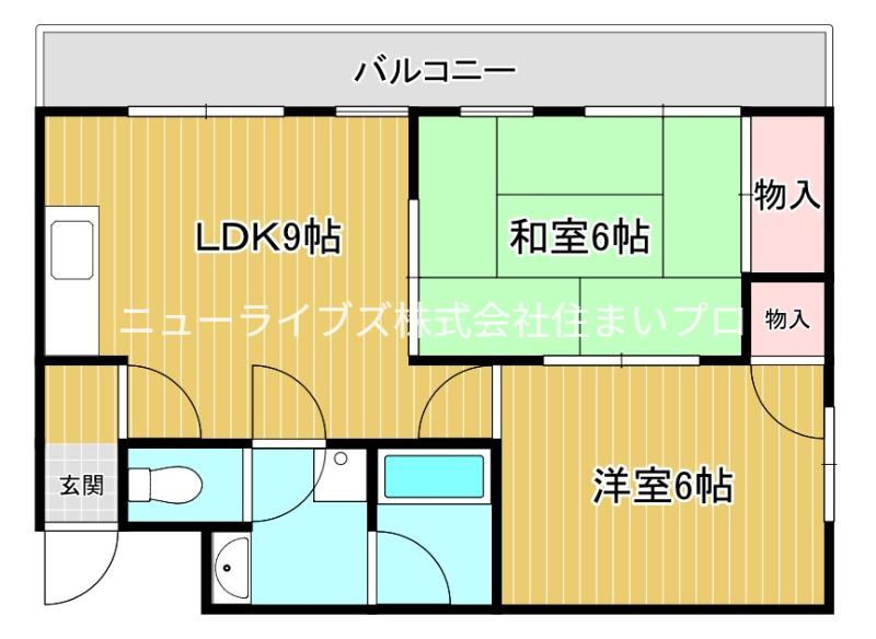 レスターテⅡ(2LDK/3階)の間取り写真