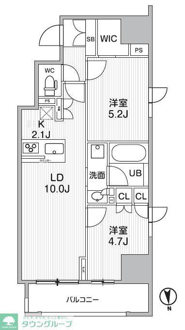シーズンフラッツ新御徒町(2LDK/5階)の間取り写真