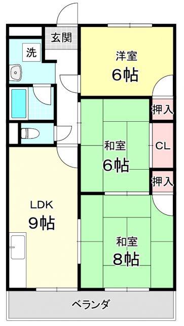 町屋ライフA(3LDK/1階)の間取り写真