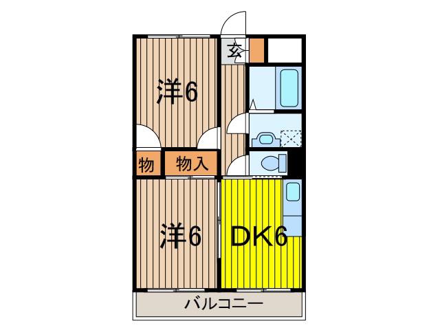 クローネ川口(2DK/4階)の間取り写真