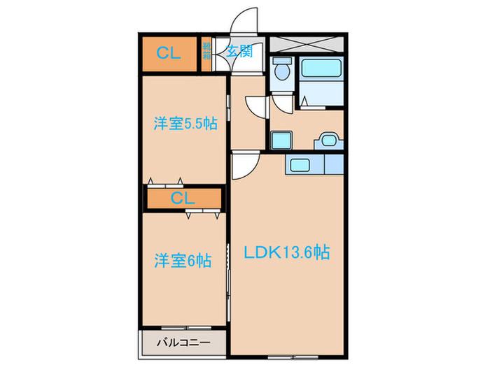 カーサ・ペロ八王子(2LDK/2階)の間取り写真