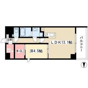 VIARE STORIA(1LDK/13階)の間取り写真