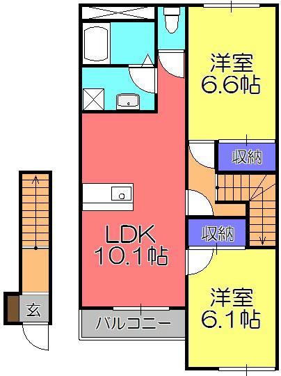 フィールドルミナスII(2LDK/2階)の間取り写真